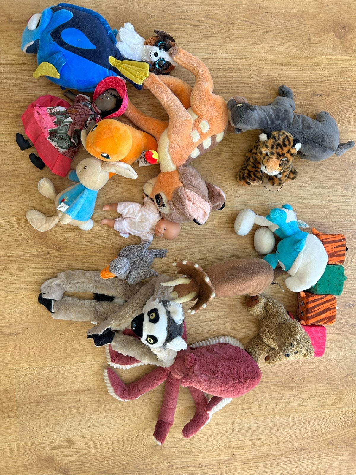 Grote collectie knuffels incl mooie Jellycat octopus, Ophalen, Gebruikt, Disney, Dinosaurus