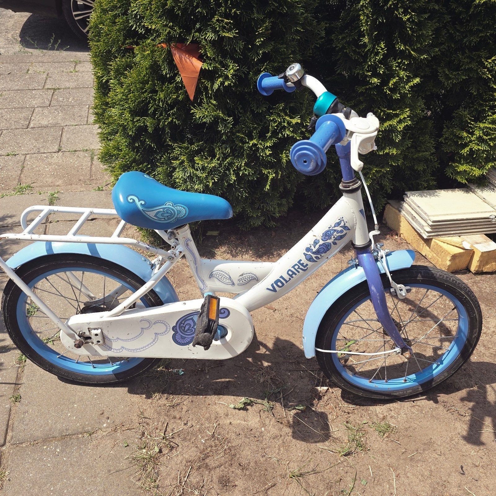 Volare kinderfiets 16 inch - Wit/Blauw, Ophalen