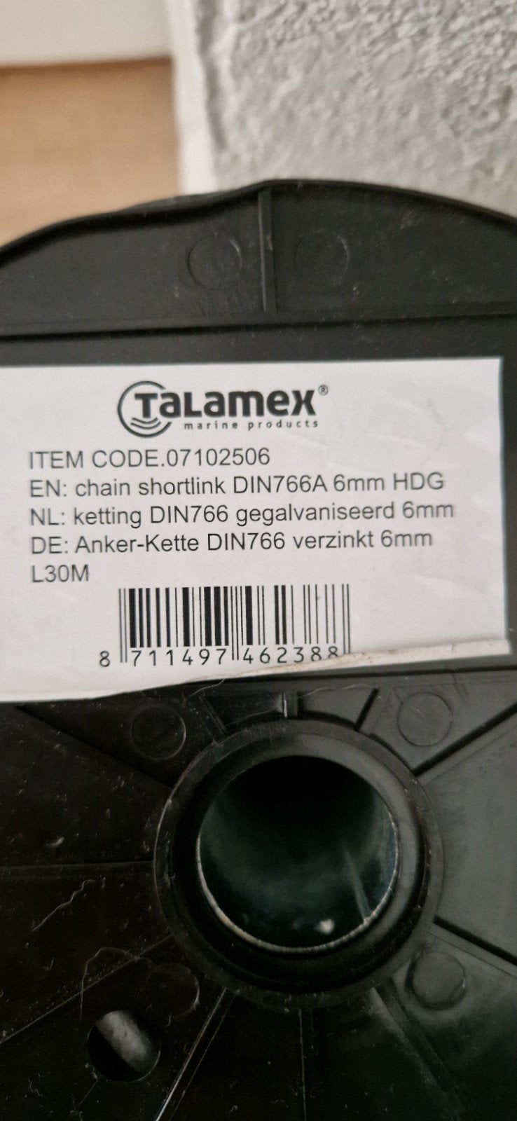 Nieuwe Talamex ankerketting 30 meter 6mm DIN766 gegalvanisee, Ophalen, Nieuw, Overige typen