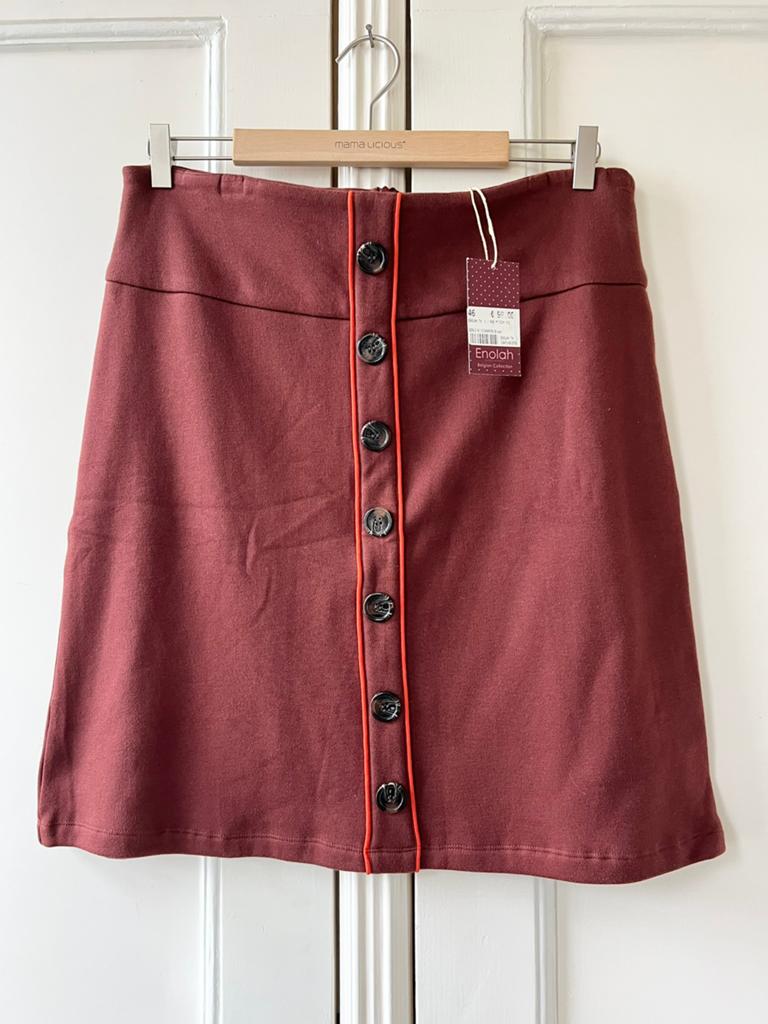 Enolah rok — tijdloos roodbruin, maat 44 - NP 99,-, P, Bruin, P, Nieuw