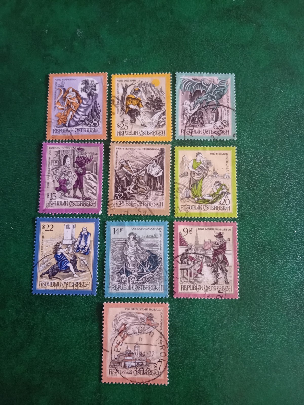 Oostenrijkse postzegels - Diverse ontwerpen, Verzenden, Gestempeld