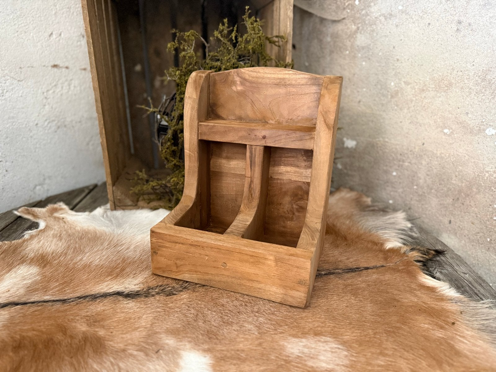 Landelijke houten gruttersbak met 2 vakken, Huis en Inrichting, Hout, -, -, Nieuw