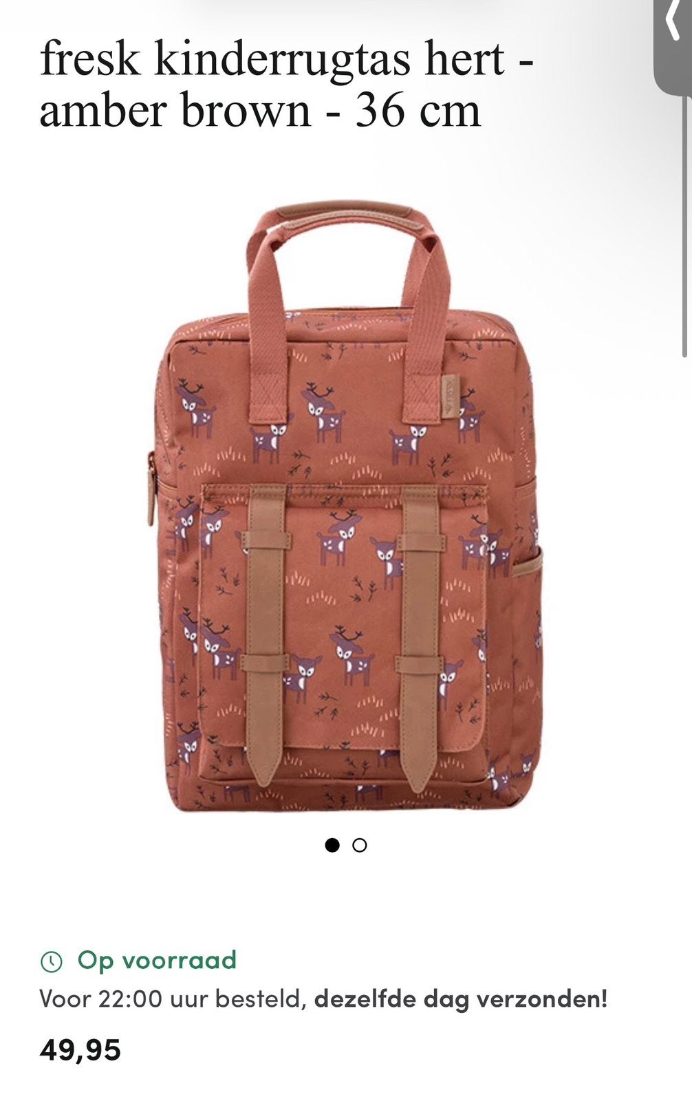 Fresk rugzak 36cm hert amber nieuwstaat, Ophalen of Verzenden, Nieuw, Overige merken