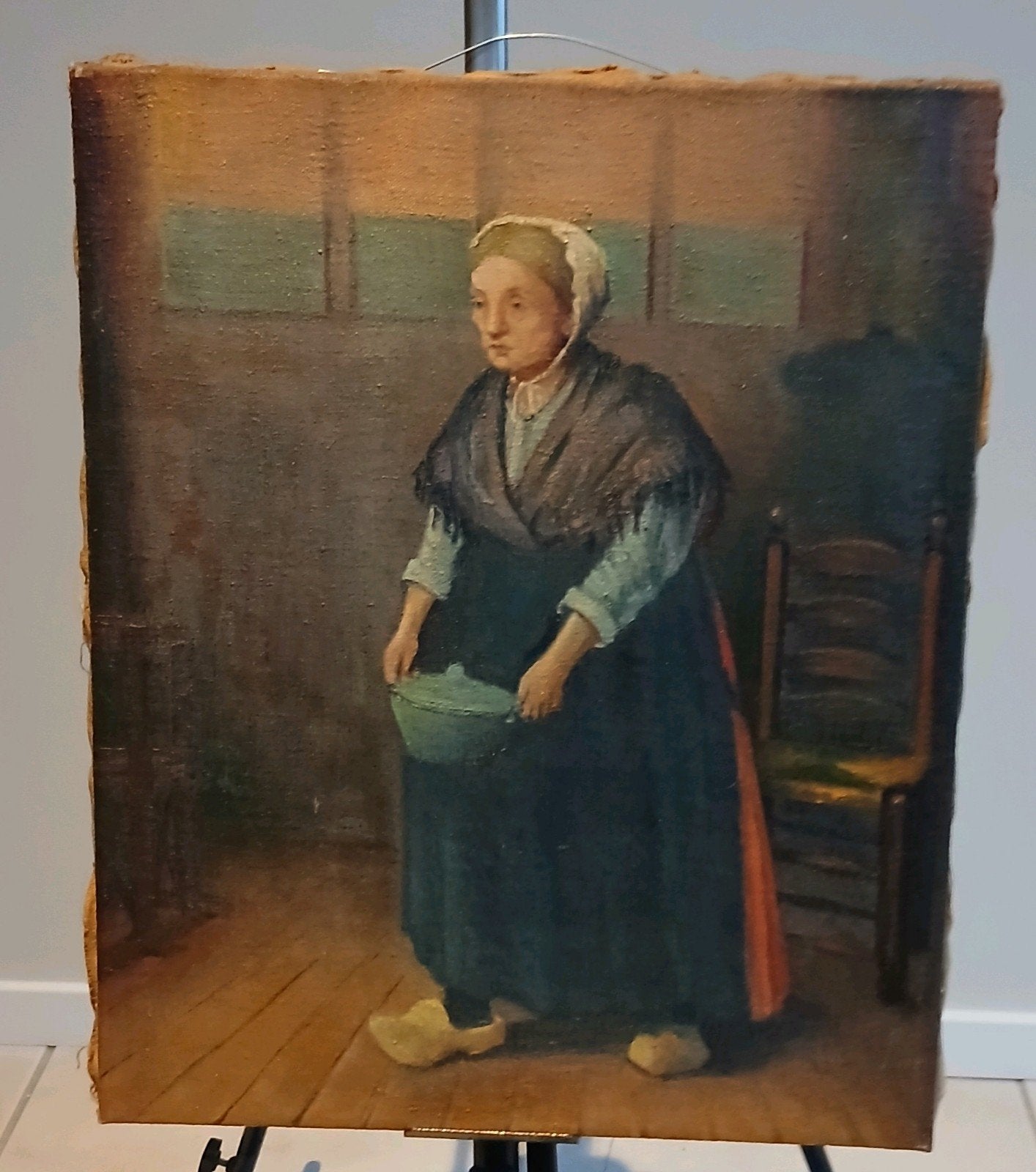 Antiek schilderij Kniertje, Antiek en Kunst, Ophalen of Verzenden