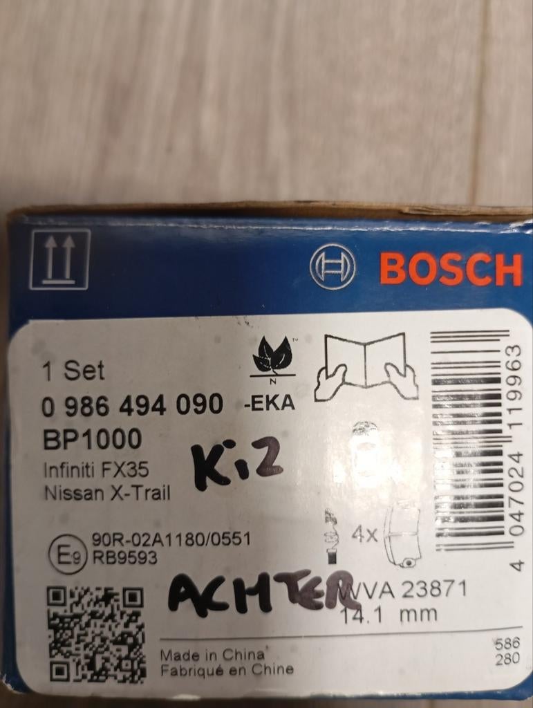 Nieuwe remblokken achterzijde Infiniti, Nissan, Renault, Ophalen of Verzenden