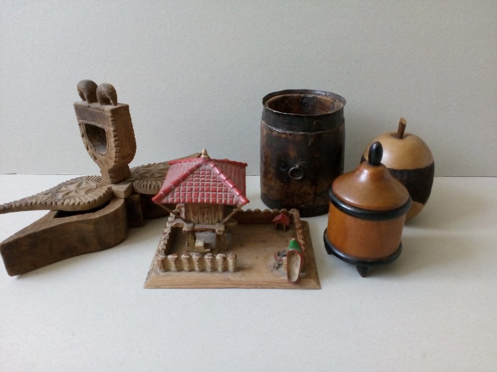 Houten potjes/tikkakistje .Allerlei..Brocante.Pr. p/st.vanaf, Antiek en Kunst, Ophalen of Verzenden