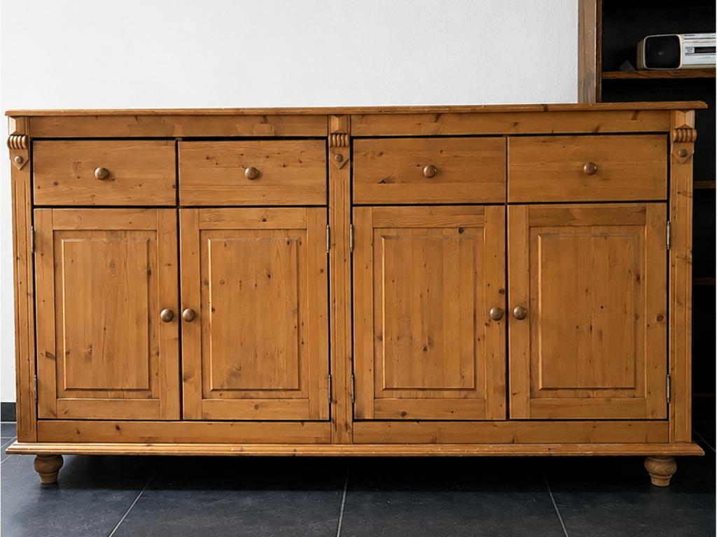 Grenenhouten dressoir 200 cm – stevig landelijk dressoir, Ophalen, 150 tot 200 cm, Met deur(en), Grenenhout