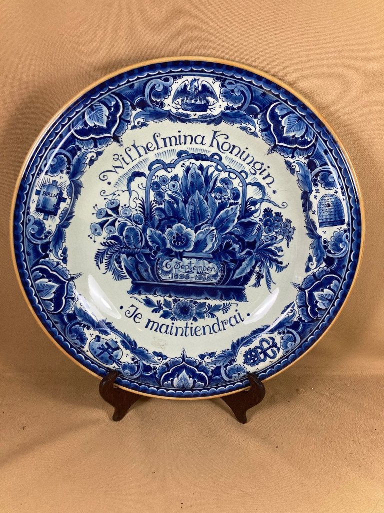 Porceleyne Fles Wilhelmina 40 jaar Koningin 1938, --, -, Overige typen, Ophalen of Verzenden