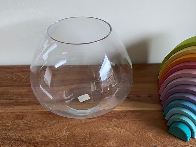 Mooie glazen vaas/ windlicht van dik glas, Huis en Inrichting, Ophalen, Overige kleuren, Minder dan 50 cm, Glas