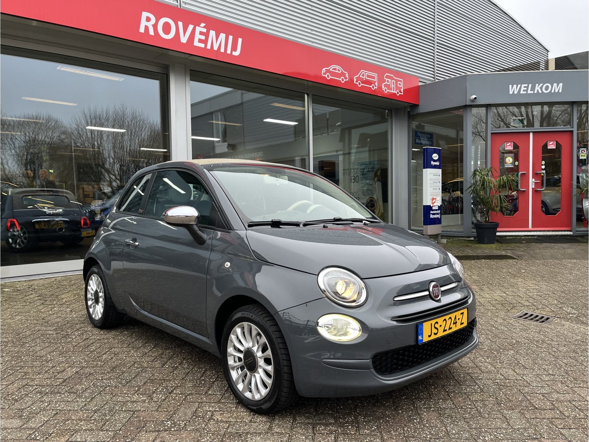 Fiat 500C 1.2 Popstar Airco, LM velgen, EL Ramen. (bj 2016), Voorwielaandrijving, Elektrische ramen, Stof, Gebruikt
