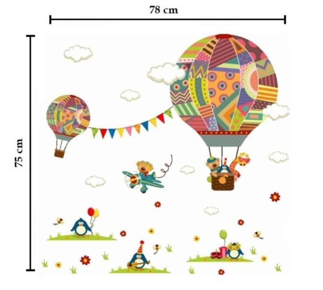 17 stuks Muurstickers Kinderkamer - Luchtballonnen en Dieren, Zelfklevend, Overige merken, Verzenden, Nieuw