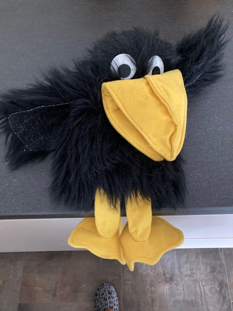 Handpop Raaf met gele snavel, Overige merken, Overige typen, Zwart, Ophalen of Verzenden
