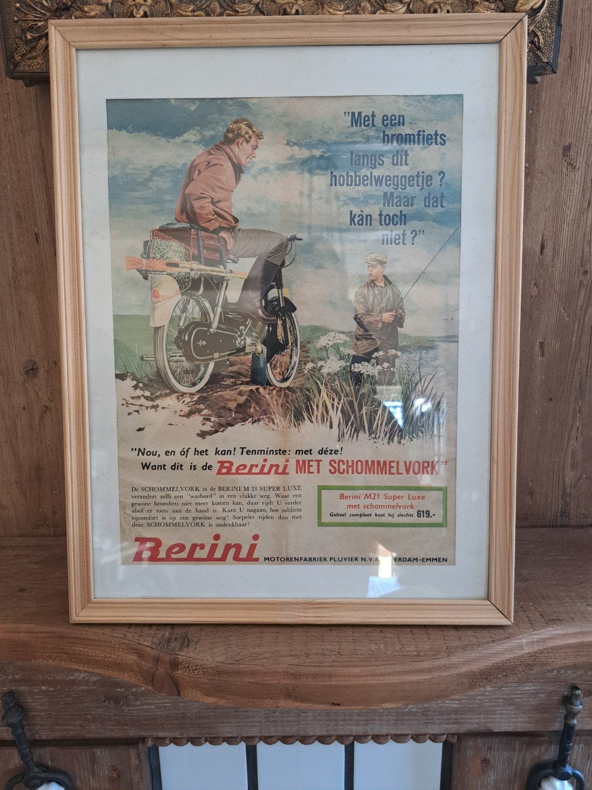 Oude Berini affiche in glas., Ophalen, Gebruikt, Overige typen