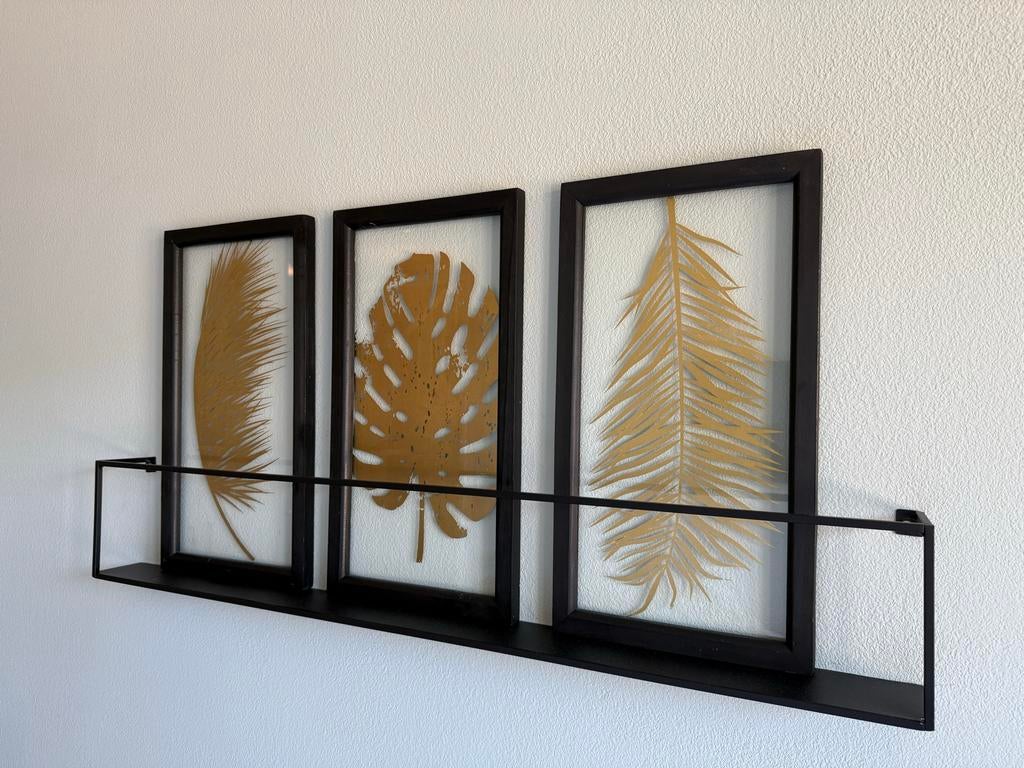 3 Luik schilderijen van doorzichtig glas met wandplankje, Ophalen, Zo goed als nieuw, Schilderij, Minder dan 50 cm