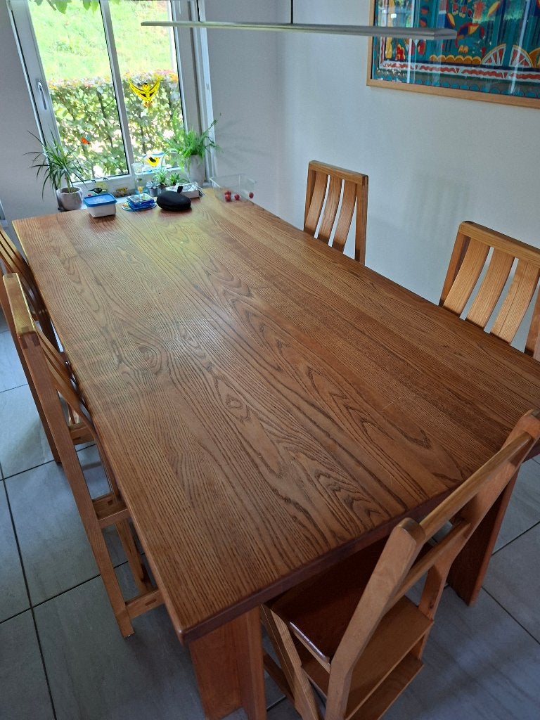 massief essen tafel 2 m bij 1 m, Gebruikt, 200 cm of meer, Rechthoekig, Overige houtsoorten