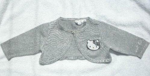 Hello Kitty kort zilverkleurig vestje, maat 62 (qwe), Ophalen of Verzenden, Zo goed als nieuw, Hello Kitty, Truitje of Vestje