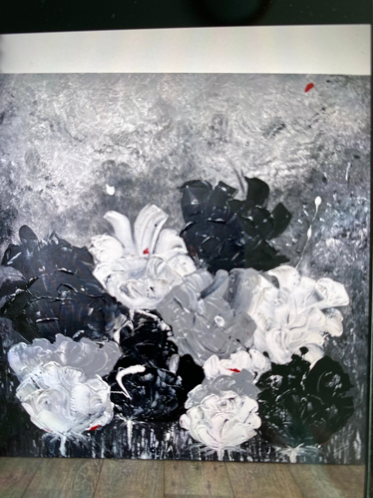 Schilderij Annelies Peels - Zwart-witte bloemen, Antiek en Kunst, Ophalen