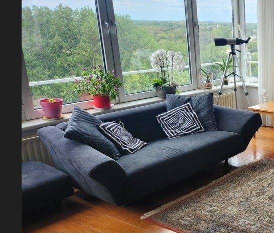 bank design luxe met hokker zwart, Ophalen, Gebruikt, Tweepersoons