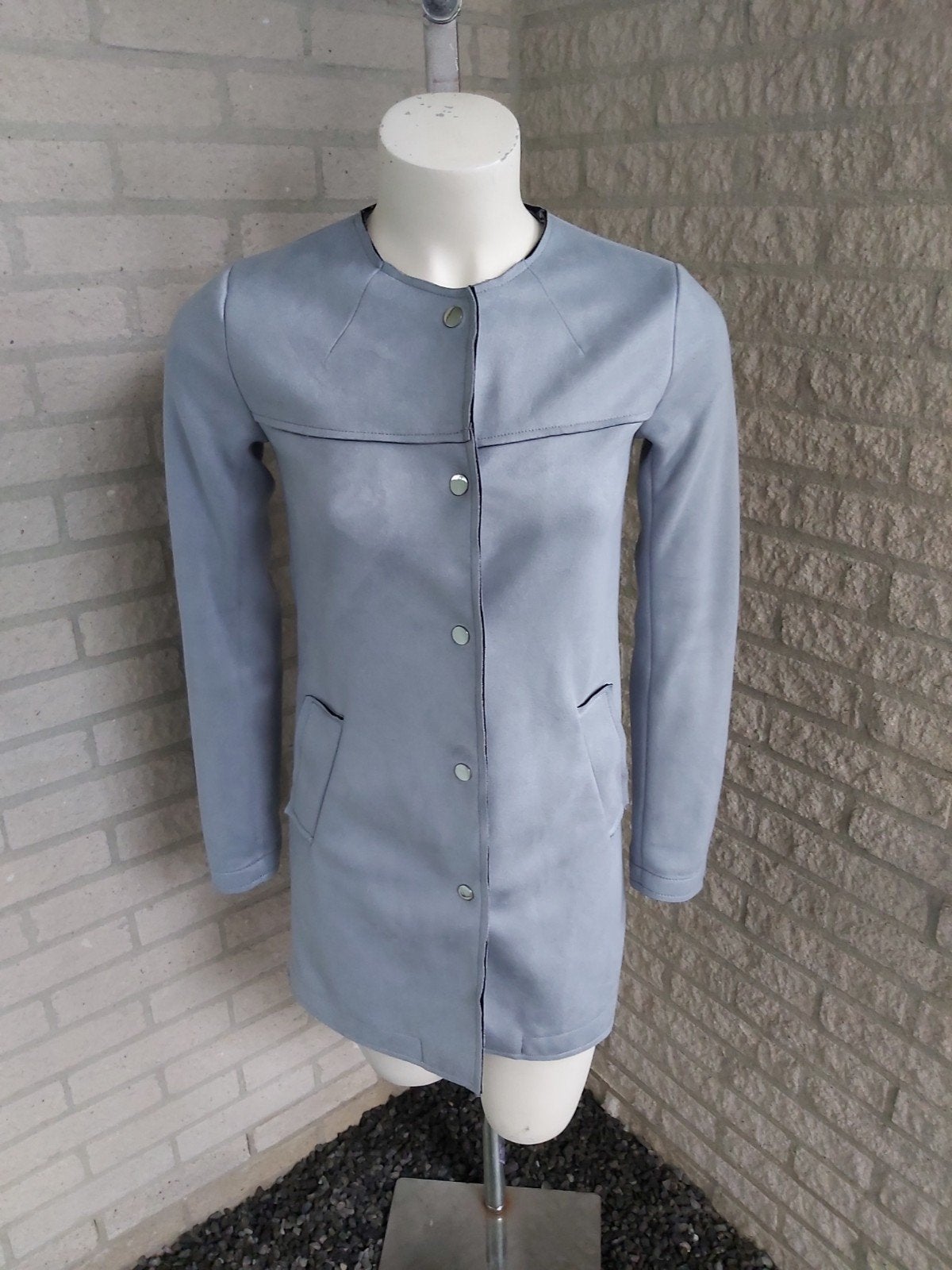 Blauwe suede jas maat XS, Ophalen of Verzenden, Nieuw, Maat 34 (XS) of kleiner, Blauw