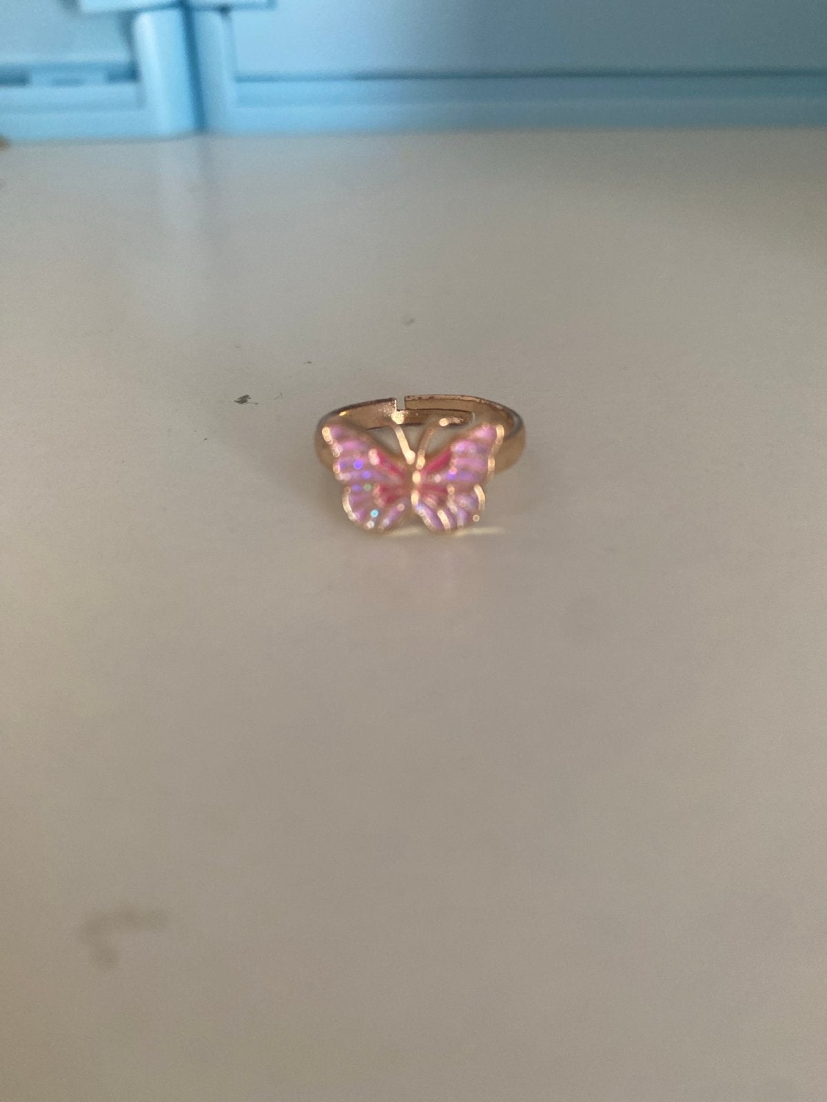 Mooie vlinder ring, Overige materialen, Gebruikt, Ophalen of Verzenden, Kleiner dan 17