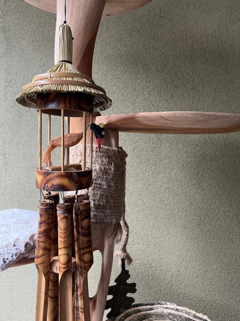 Bamboe windgong met vogel in hut uit bali indonesie, Tuin en Terras, Verburgt Vintage, Nieuw, Ophalen of Verzenden, https://verburgtvintage.nl/#contact