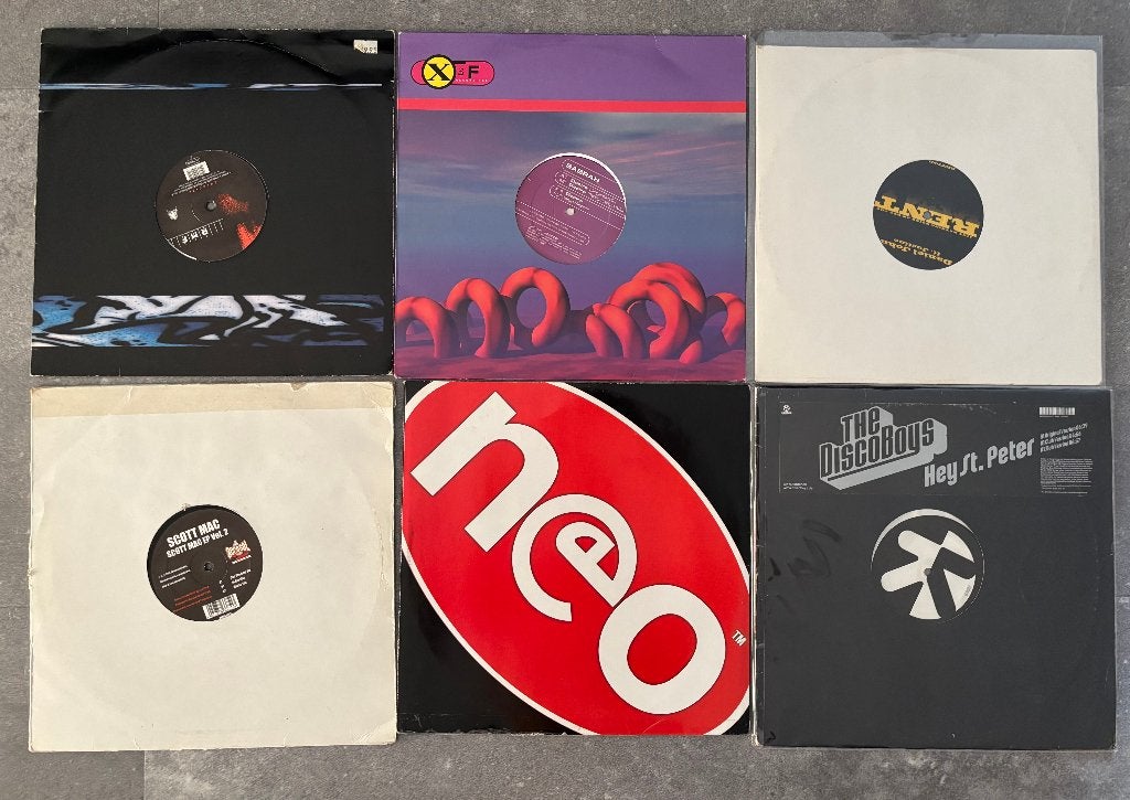 Collectie van 34 house, club en trance 12” vinyl aangeboden., Gebruikt, House, Inclusief binnenhoes, Ophalen of Verzenden