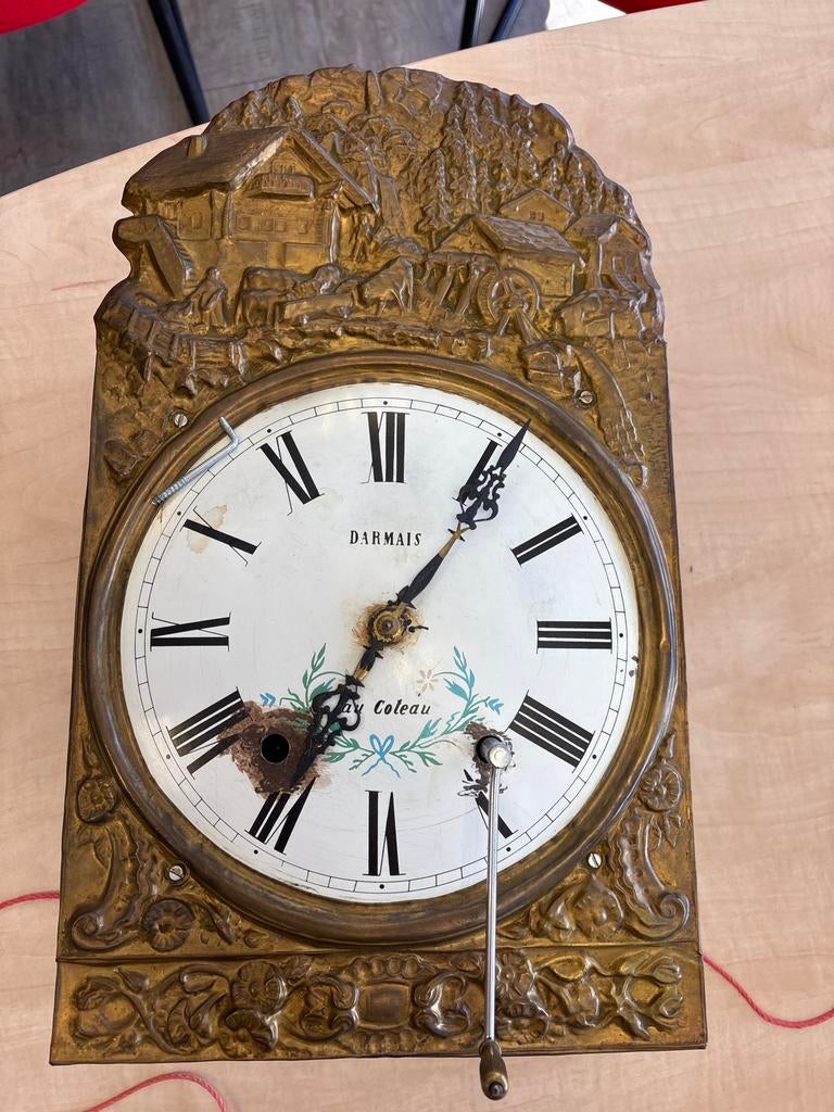 Antieke Franse Comtoise klok met slinger en gewichten, Antiek en Kunst, Antiek | Klokken, Ophalen of Verzenden