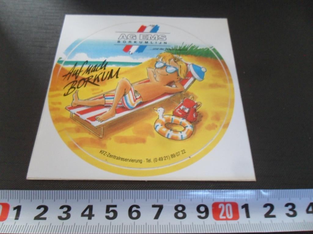 sticker AG EMS Borkumlijn Auf mach BORKUM, Ophalen, Zo goed als nieuw
