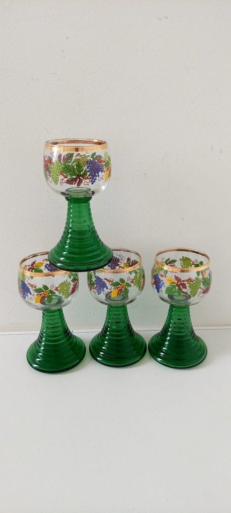 4 Vintage Bacchus Römer Wijn glazen  Druiven  (15,5 cm), Eu, Eu, Overige typen, Ophalen of Verzenden