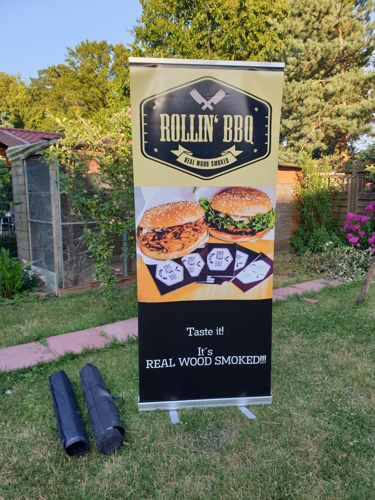 Roll-up banner 'Rollin' BBQ' - 2m x 85cm, Ophalen of Verzenden