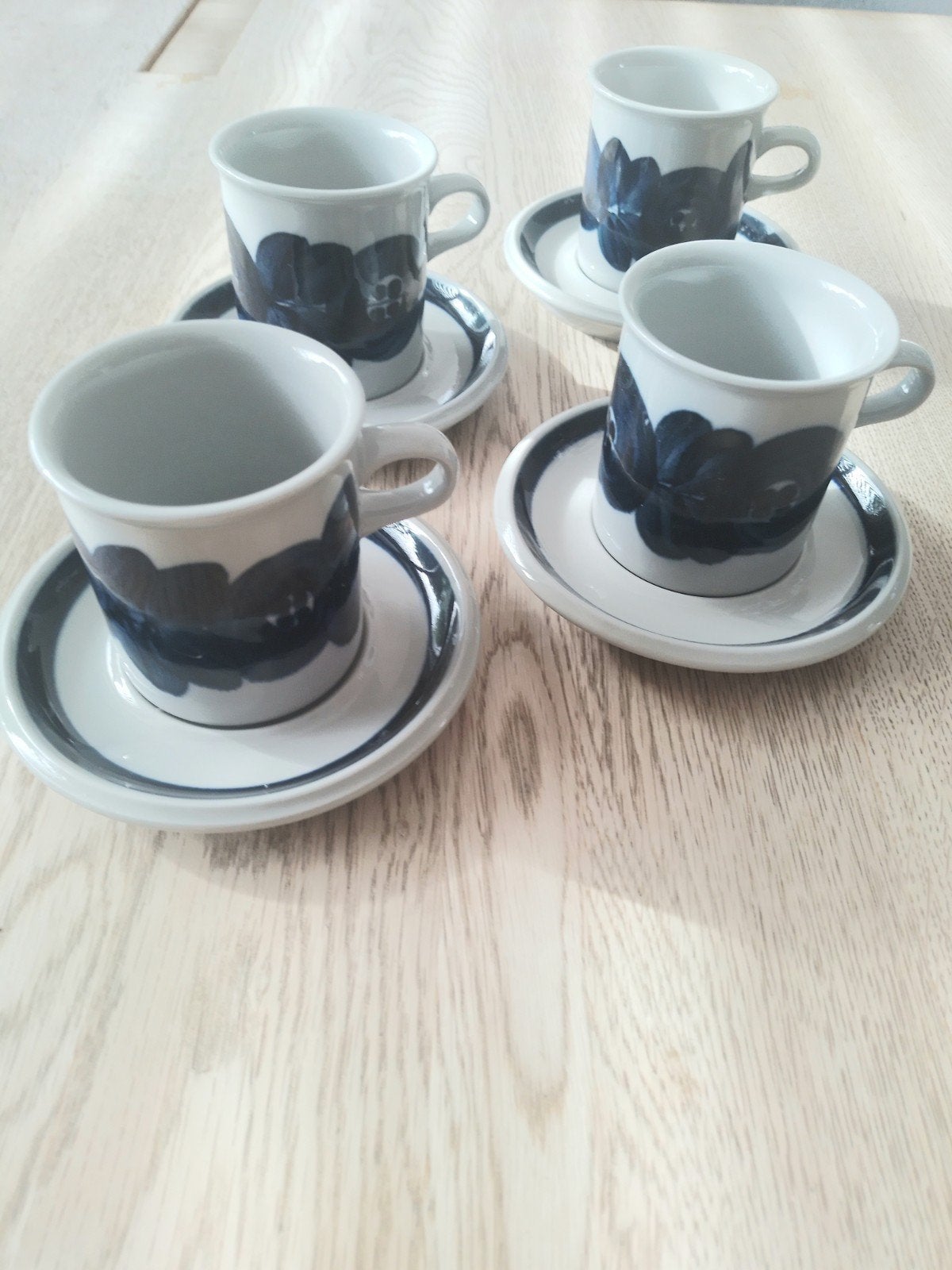 Arabia Anemone Koffiekopjes en Schotels - Set van 4, Ophalen of Verzenden