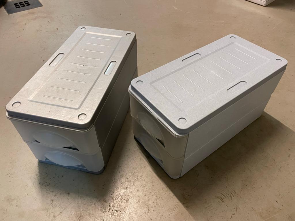 2x Kunststof opbergboxen met lades, Ophalen, Kunststof, Gebruikt, 50 tot 100 cm