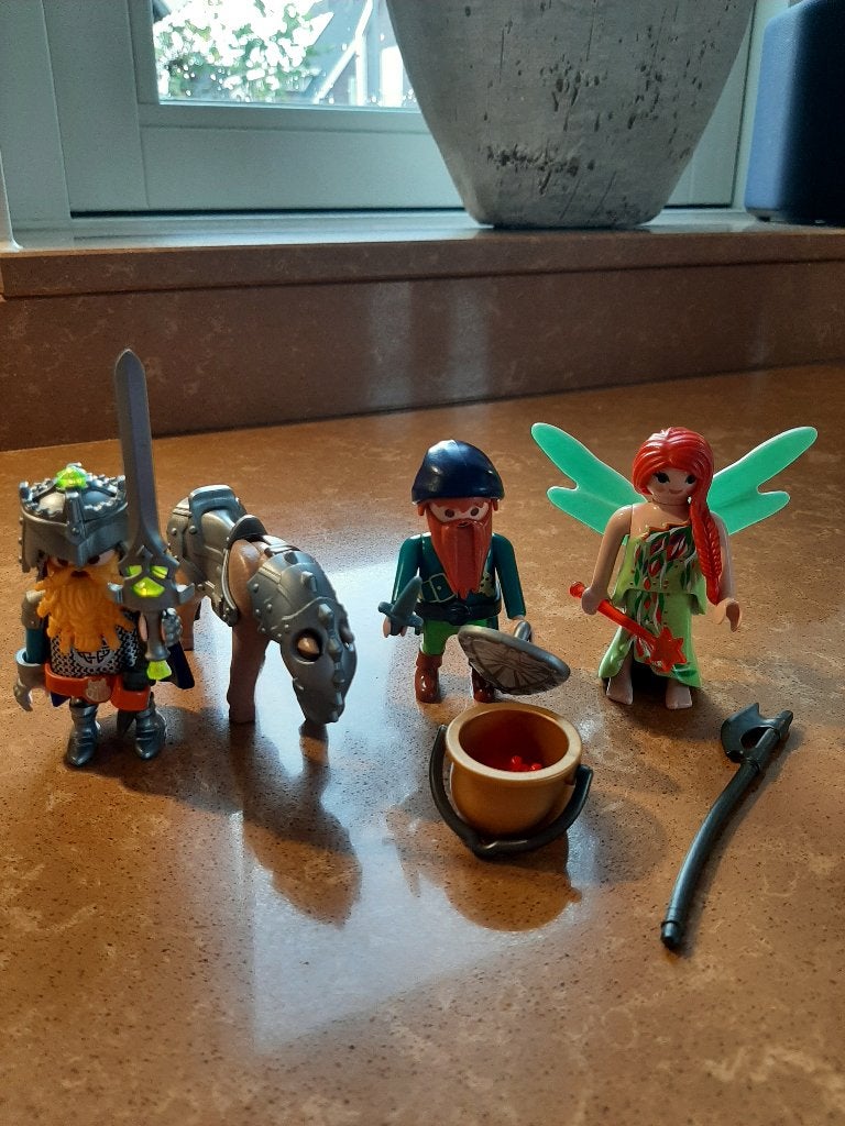 Playmobil 9345 en 6842 dwergen en fee, Kinderen en Baby's, Ophalen of Verzenden, Zo goed als nieuw