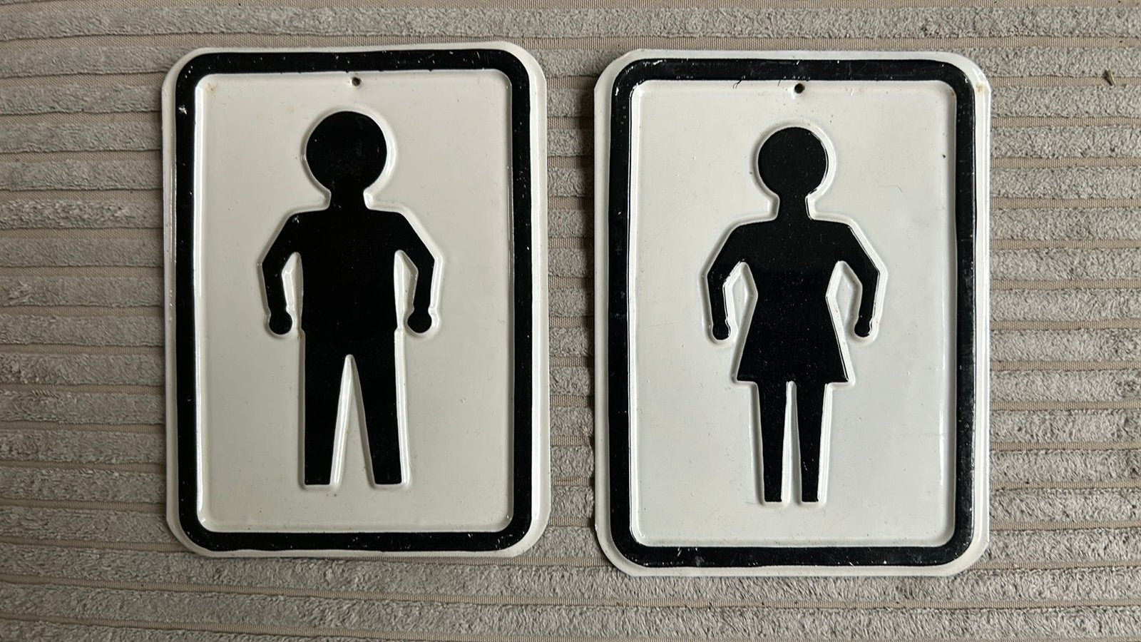 Deurbordje wc man en vrouw, Ophalen of Verzenden, Gebruikt, Metaal