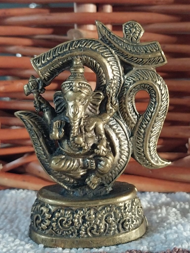 God Ganesha met OHM teken,amulet,Shiva,Boeddha,Buddha,Brons, Ophalen of Verzenden, Gebruikt