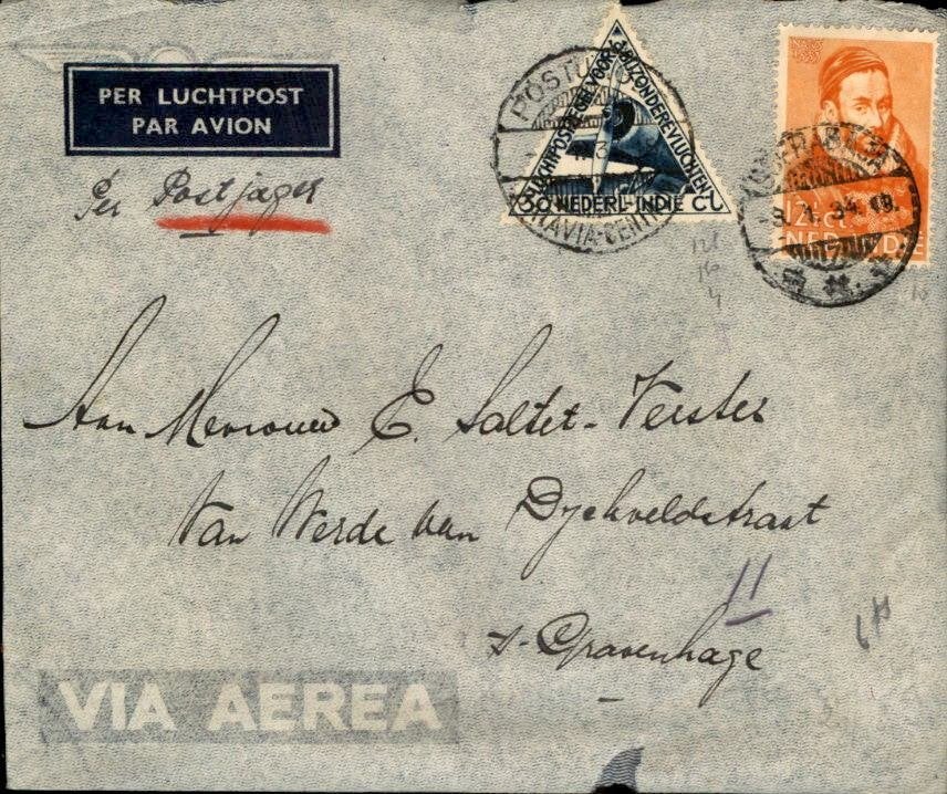 Nederlands Indië - Postjager - Frankering - 1934, Verzenden, Envelop