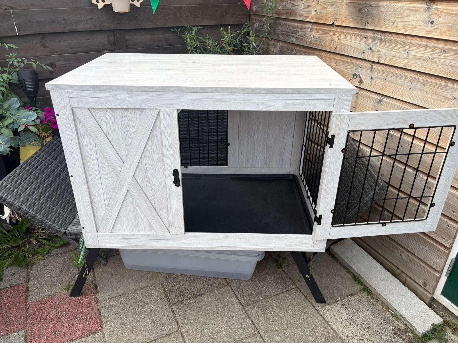 Houten Hondenbench 60 diep 96 breed 64,5 hoog nette staat, Ophalen, Zo goed als nieuw, 75 tot 110 cm, Minder dan 65 cm