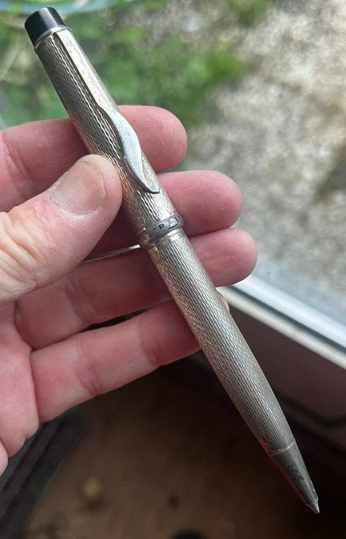 Parker ballpen gerstekorrel verzilverd, Verzamelen, Ophalen of Verzenden, Zo goed als nieuw, Balpen, Parker