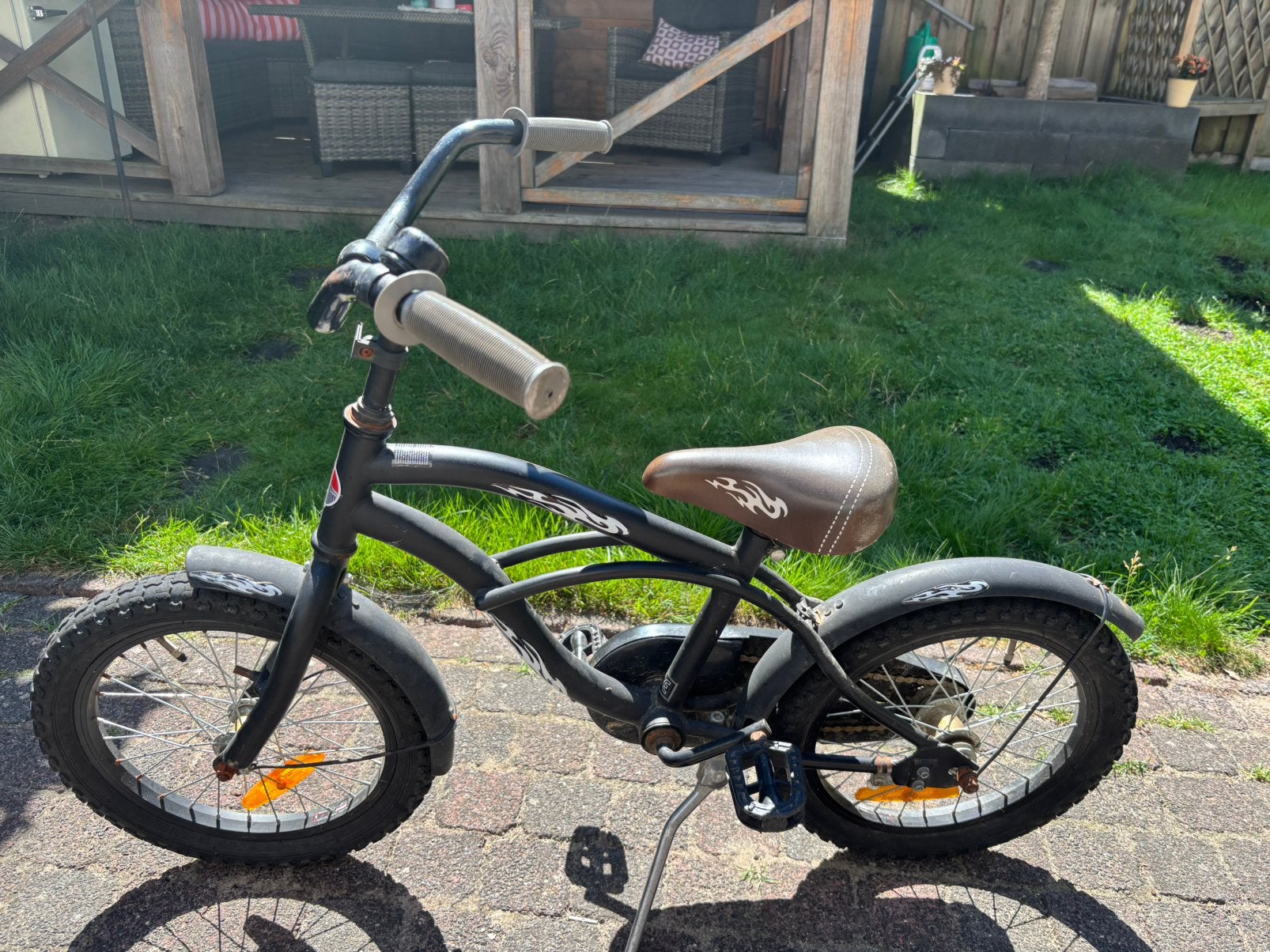Stoere kinderfiets 16 inch, Ophalen, Gebruikt, Staal, 16 tot 20 inch