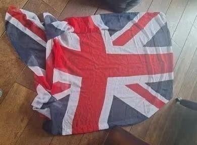 Engelse vlag sjaal, Ophalen of Verzenden, Zo goed als nieuw, Maat 46/48 (XL) of groter, Sjaal