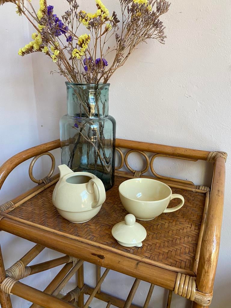 Theepot met theemok - vintage design, Ophalen of Verzenden