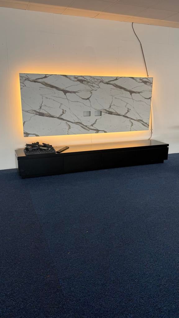 Tv Meubel met Waterdamp Haard & Marmerlook Tv Paneel, Huis en Inrichting, Ophalen, 100 tot 150 cm, Nieuw, 200 cm of meer