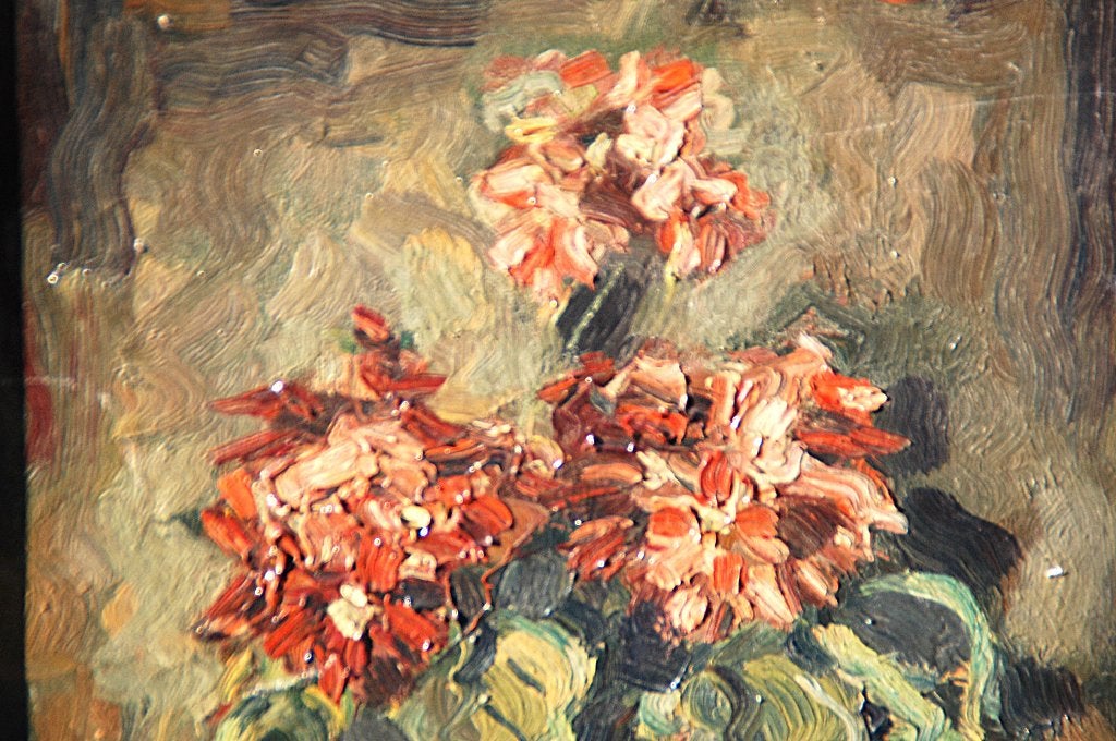 Schilderij/Bloeiende bloem / op mahonie paneel, Ophalen of Verzenden