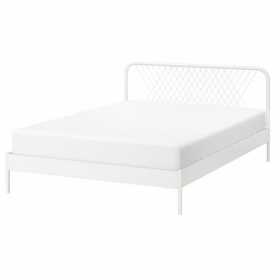 Ikea NESTTUN Bed frame, white, 140x200 cm, Wit, Tweepersoons, Zo goed als nieuw, Nordic, minimal