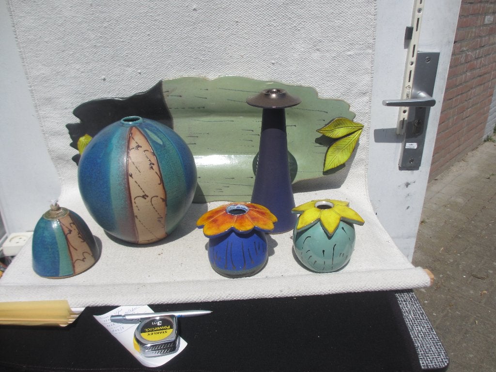 Div. Ed Meissenberg keramiek vazen/ olielampje/ schaal '80, Antiek en Kunst, Antiek | Keramiek en Aardewerk, Ophalen of Verzenden