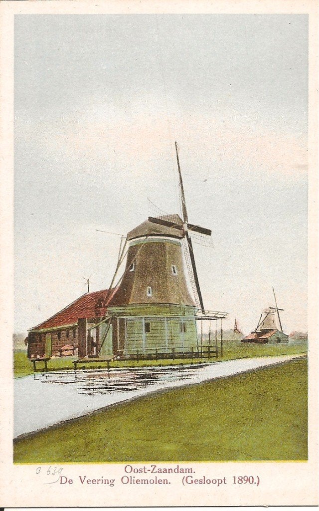 Oost-Zaandam De Veering Oliemolen (Gesloopt 1890) Ansicht, Ophalen of Verzenden, 1920 tot 1940, Ongelopen, Noord-Holland