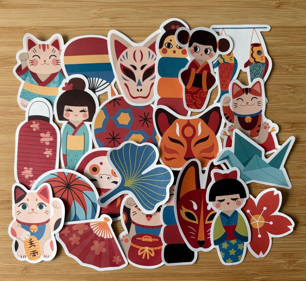 Chineese cultuur, gelukskat, travel reizen stickers, Verzenden, Nieuw, Meerdere stickers