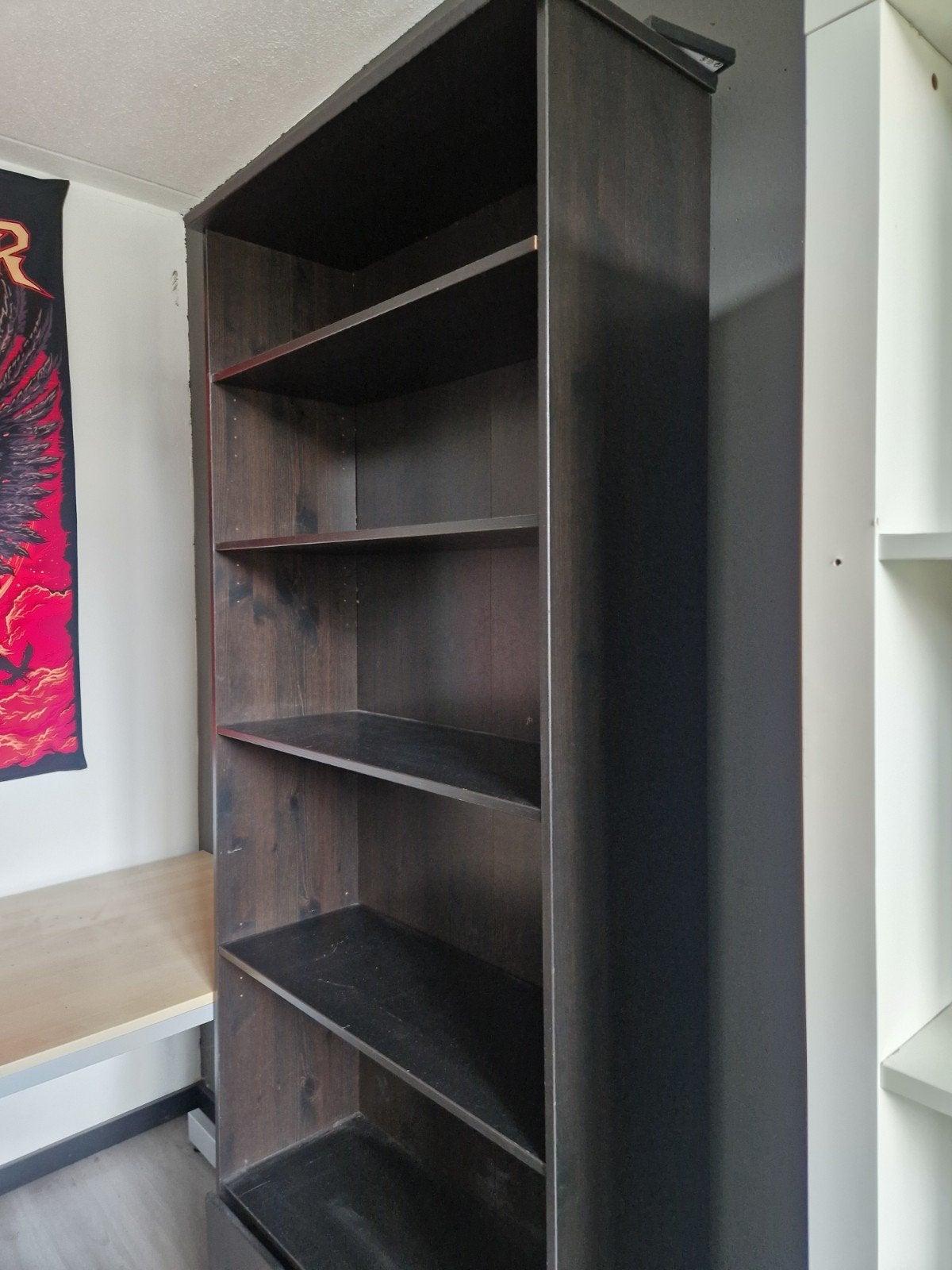 Boekenkast met lade zwart, Ophalen, Gebruikt, 200 cm of meer, 50 tot 100 cm