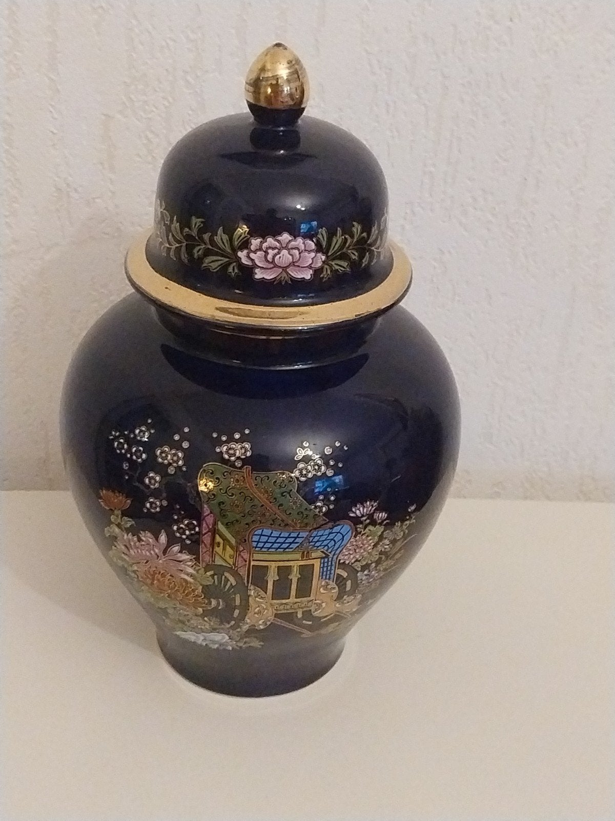 Prachtige donkerblauwe Chinese gemberpot met deksel, Ophalen of Verzenden