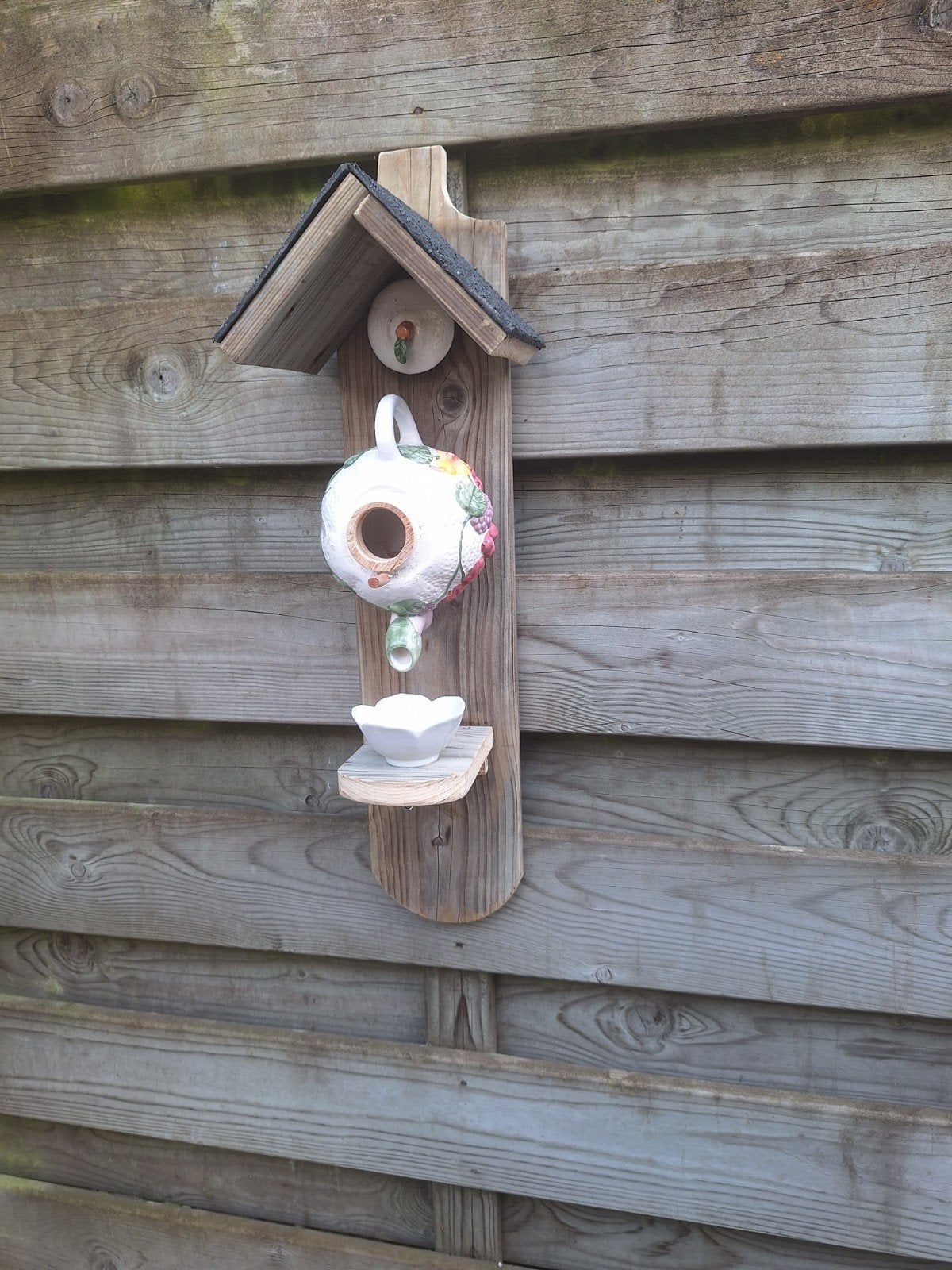 Uniek vogelhuisje van theepot - Handgemaakt, Tuin en Terras, Ophalen of Verzenden, Nieuw